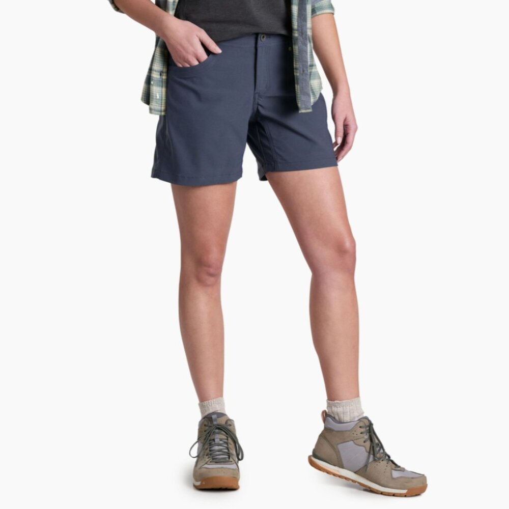 Kuhl Women's Shorts 8 Blue Trekr 5.5" Hiking Pockets Logo Drawstring
